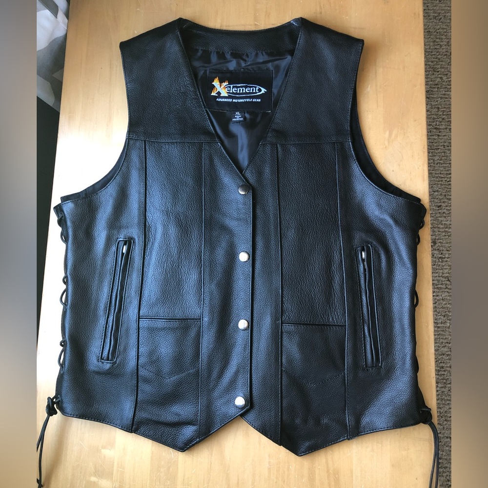 Xelement Womens Leather Vest with Side Lace Adjustment Advanced Motorcycle Gear